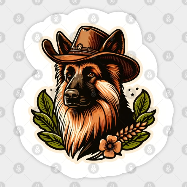 German Shepherd Cowboy Sticker by k9-tee